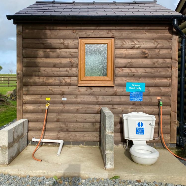 Toilet emptying facility at Terfyn Mawr CL